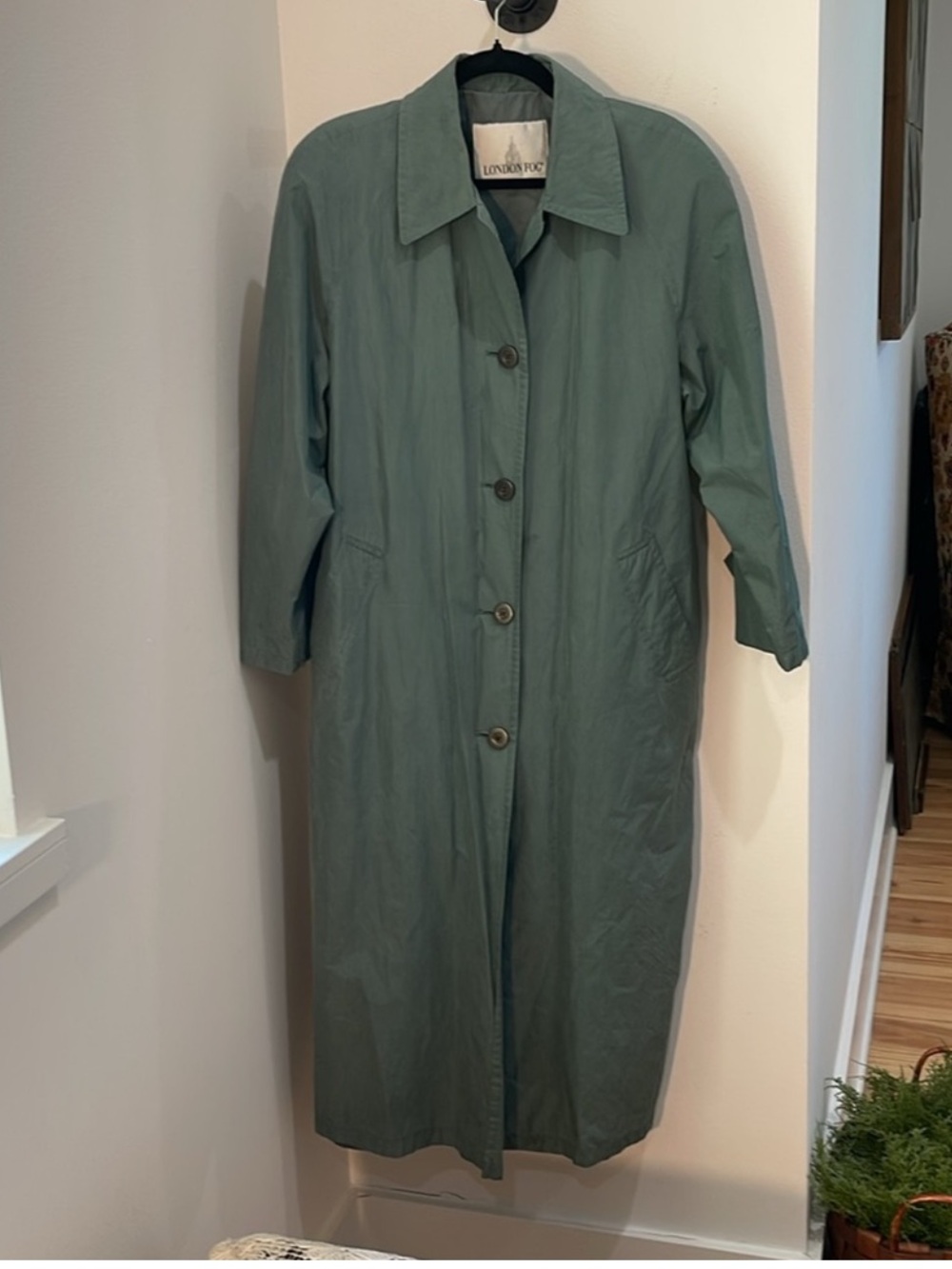 Vintage London Fog full length sagey green-blue trench coat - Picture 8 of 8